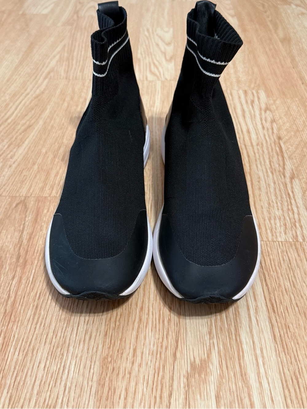 Tommy Hilfiger Black Knit Sock Sneakers with White Accents
